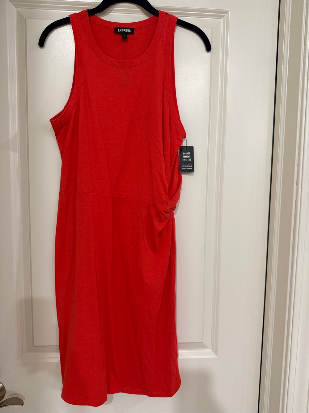 Express Coral Sleeveless Midi Dress with Side Knot